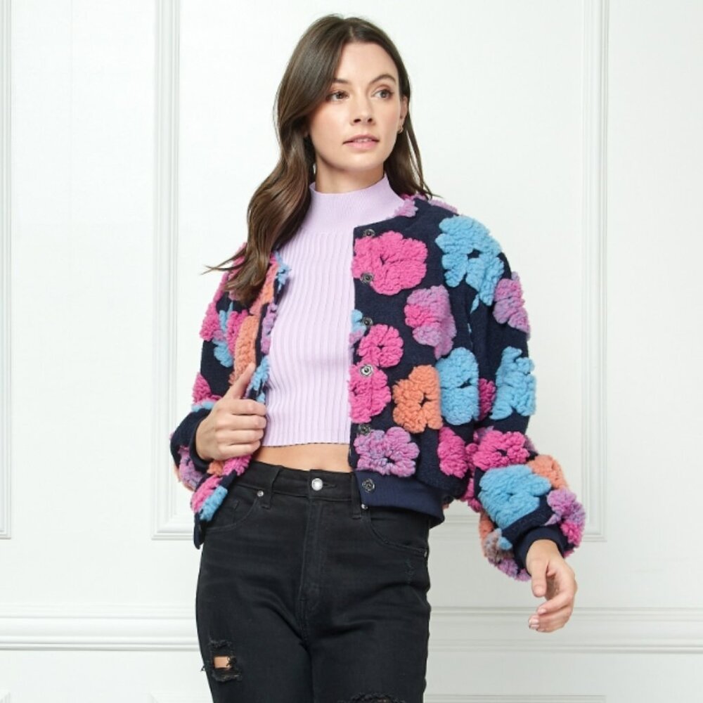 Floral Patterned Jacket - Multicolor